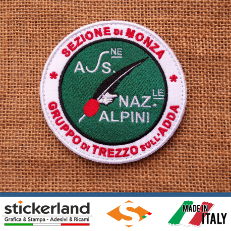 Toppa Patch ricamata personalizzata Associazione Nazionale Alpini – Sezione di Monza – Gruppo di Trezzo sull’Adda