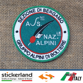 Toppa Patch ricamata personalizzata Associazione Nazionale Alpini – Sezione di Bergamo – Gruppo Alpini di Boltiere