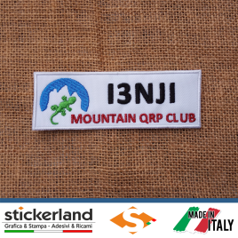 Toppa Patch ricamata personalizzata del Mountain QRP Club con proprio QRZ (medium)